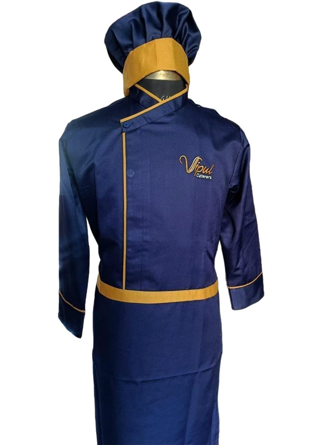 mens blue poly cotton chef uniform chef coats